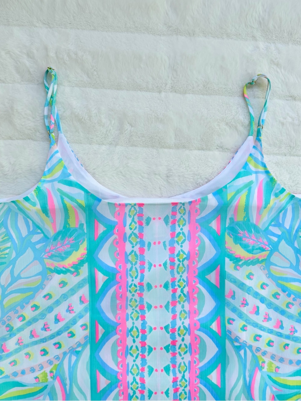 Lilly Pulitzer Winni Maxi/Midi Dress Maraca My World Tropical Print Ruffle L - Picture 7 of 11